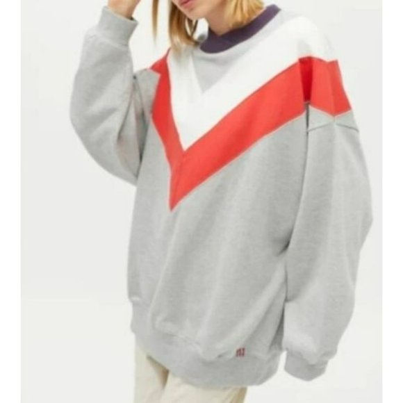 NWT Urban Outfitters sweatshirt Womens Medium Mock Neck Pullover Gray oversized - Picture 1 of 13